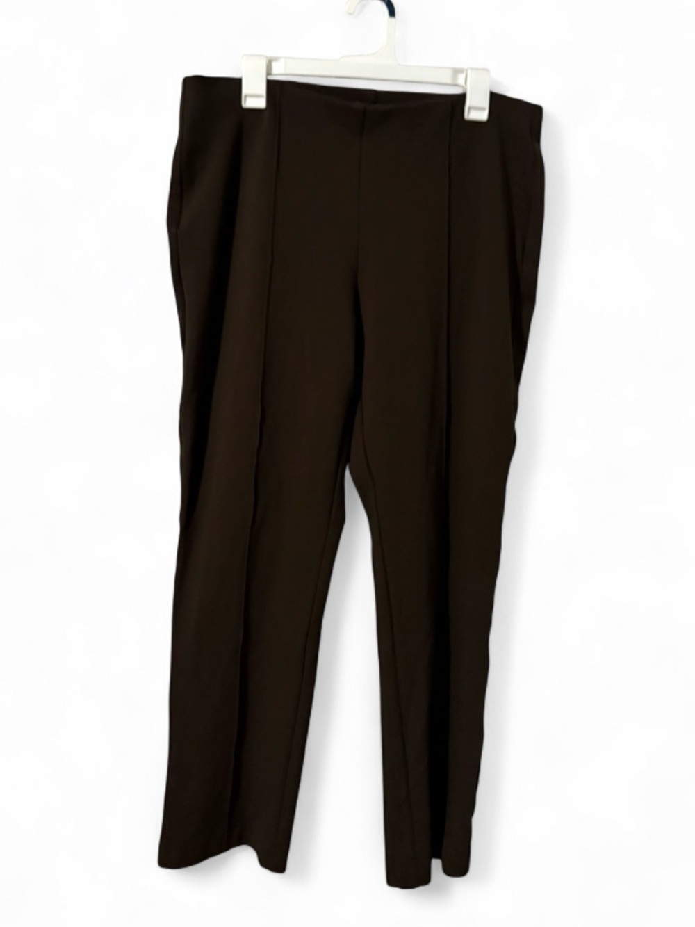 Chico’s So Slimming Ponte Pants 2.5R 14 Dark Brown Pull On Rayon Tummy Control